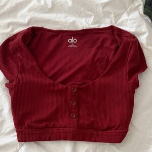 ALO Yoga Burgundy Ribbed Crop Top